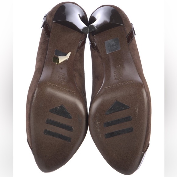 Gianmarco Lorenzi Brown Suede & Patent Leather Platform Pumps - Picture 5 of 5